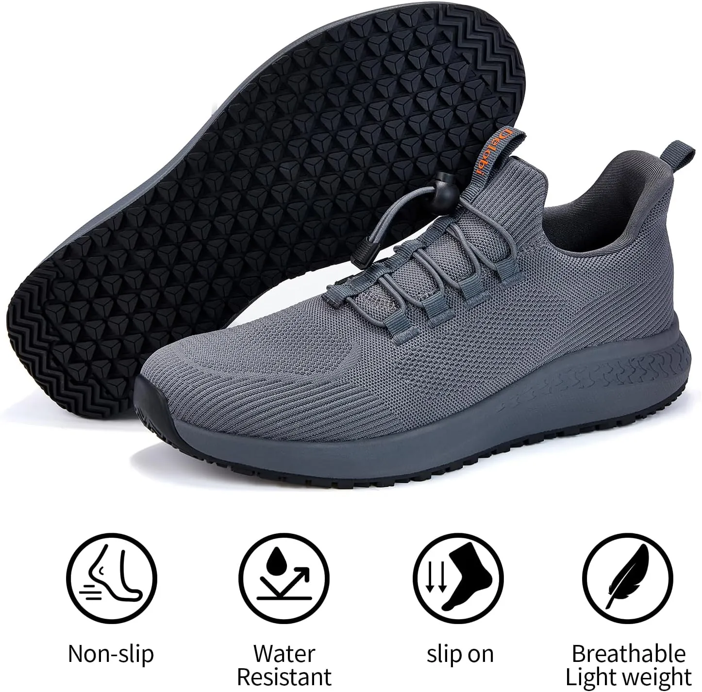 Mens Non Slip Work Shoes Slip On Water Resistant Chef Shoe for Restaurant Kitchen Food Service Working Waterproof Walking Sneakers Breathable and Lightweight