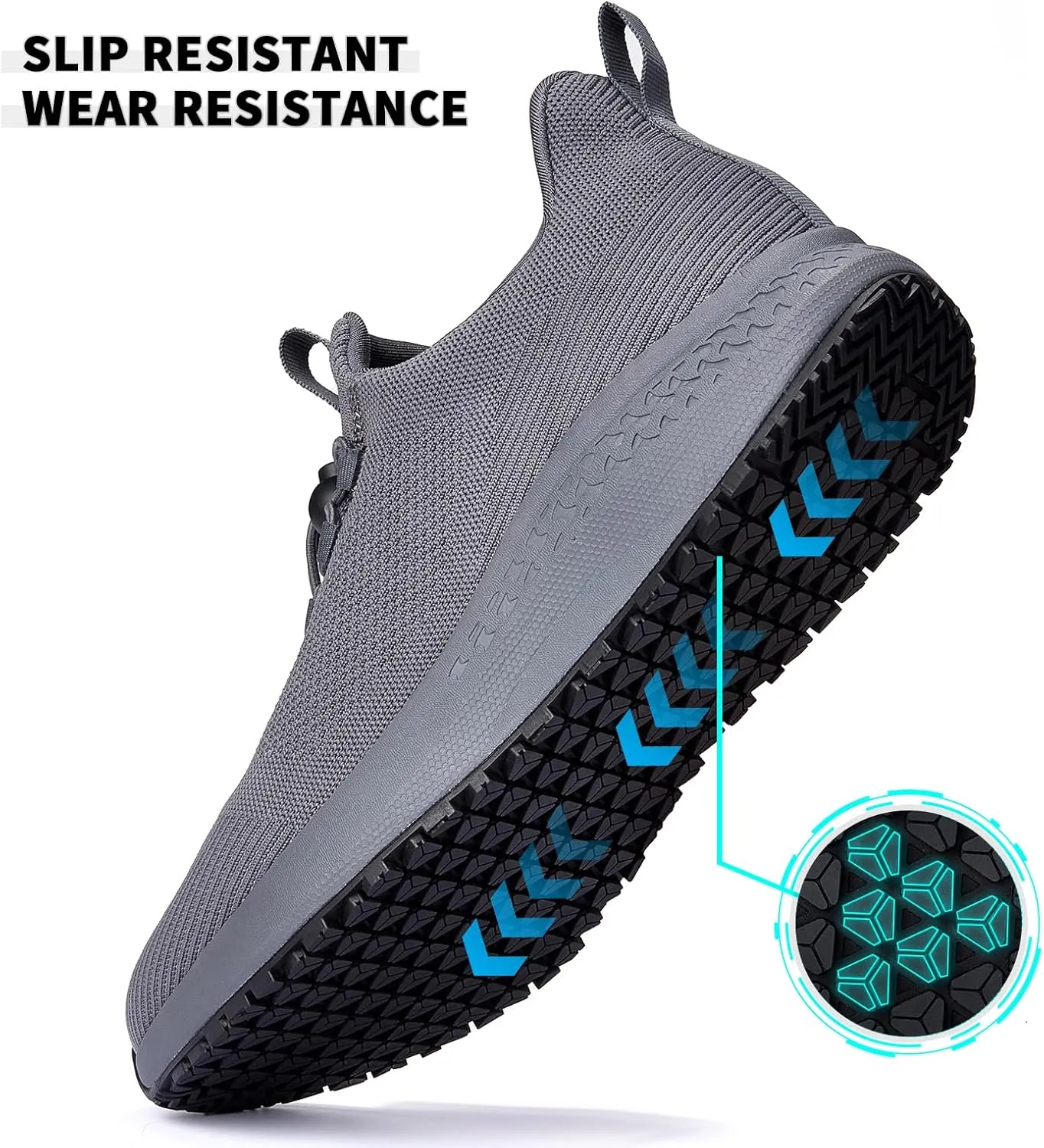 Mens Non Slip Work Shoes Slip On Water Resistant Chef Shoe for Restaurant Kitchen Food Service Working Waterproof Walking Sneakers Breathable and Lightweight