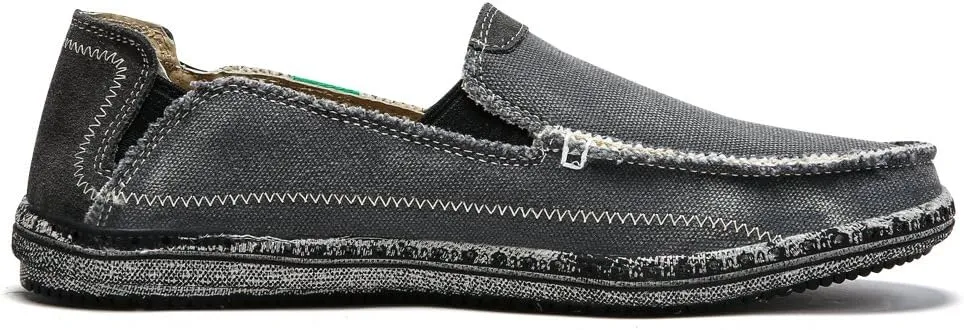 Men's Slip on Deck Shoes Loafers Canvas Boat Shoe Non Slip Casual Loafer Flat Outdoor Sneakers Walking