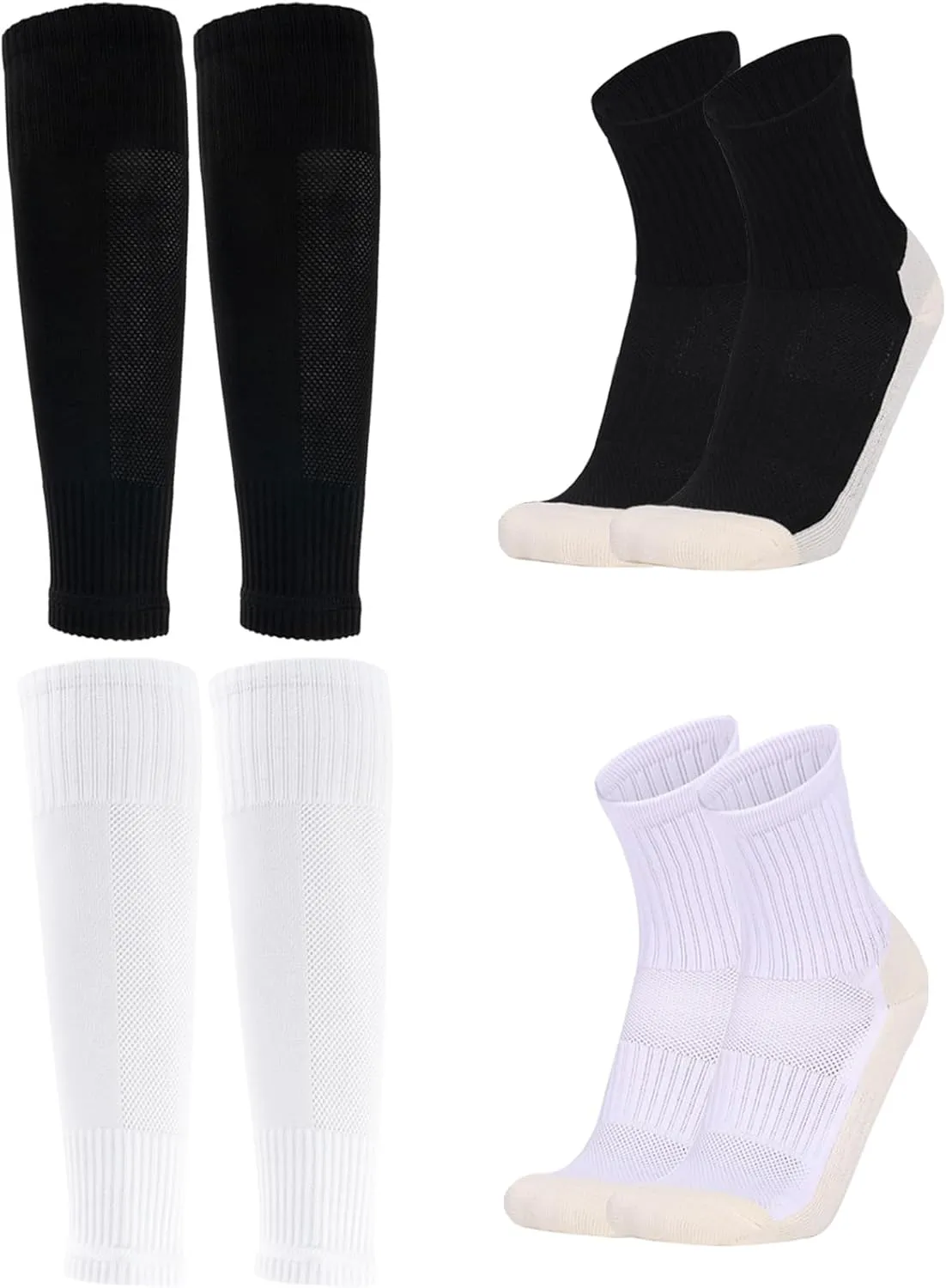 Men's Soccer Non Skid Ball Socks Anti Slip Grip Non Slip Socks, Shin Guard Sleeves, With Or Without Guard Straps for Football