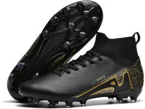 Men's Soccer Shoes Football Cleats High-Tops Lace-Up Non-Slip Spikes Indoor Outdoor Sports Athletic Baseball Lacrosse Sneaker Black EU 43