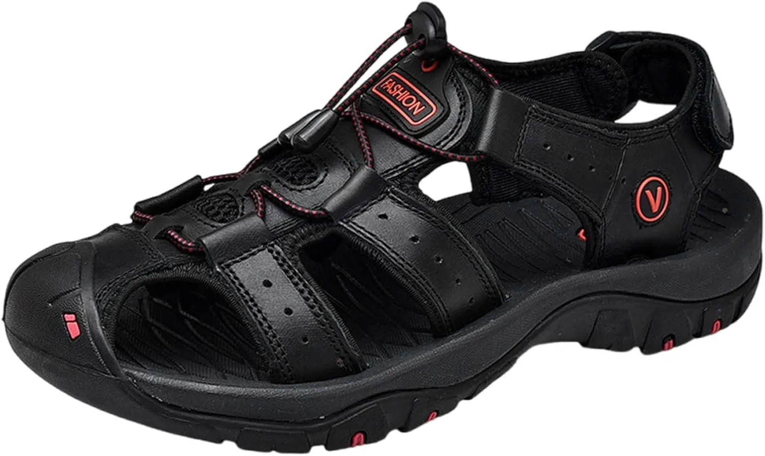 Men's Sport Sandals Outdoor Hiking Sandals Closed Toe Leather Athletic Lightweight Slip On Walking Casual Shoes