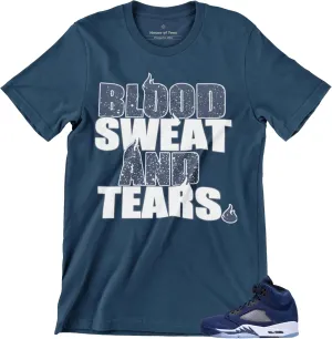 Men's T Shirt to Match Jordan 5 Midnight Navy, Graphic Urban Streetwear Tee