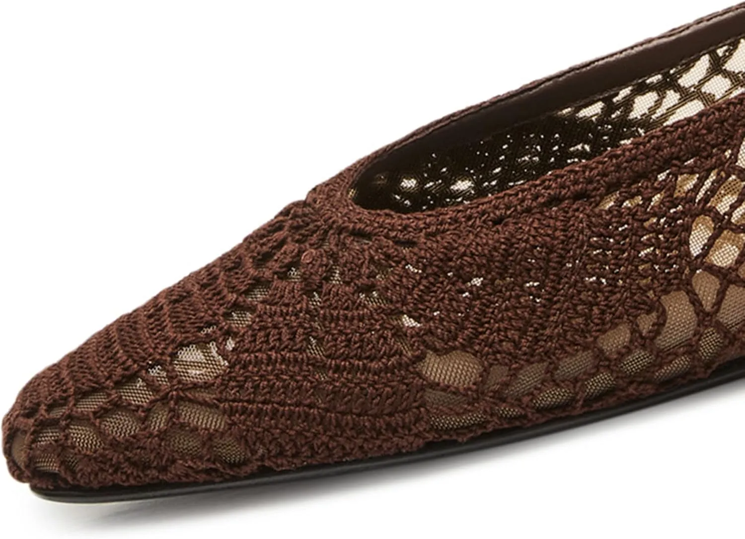 Mesh Ballet Flats for Women Crochet Detail Stylish Pointed Toe Comfortable and Breathable Shoes Cute and Elegant Design