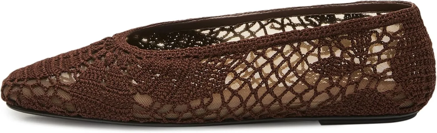 Mesh Ballet Flats for Women Crochet Detail Stylish Pointed Toe Comfortable and Breathable Shoes Cute and Elegant Design