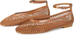Mesh Ballet Flats for Women Round Toe Buckle Strap Fishnet Mary Jane Flats Comfy Casual Office Womens Summer Flats Shoes