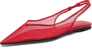 Mesh Flats for Women Pointed Toe Slingback Flats Slip On Casual Work Ballet Flats