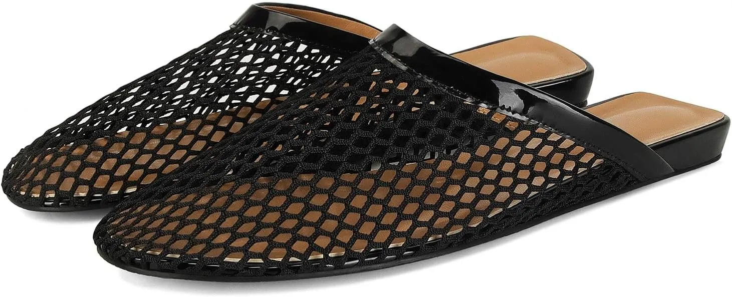 MICIFA Women's Mesh Ballet Flats Fishnet Ballerina Flats Buckle Strap Mary Jane Flats Causal Daily Dress Shoes
