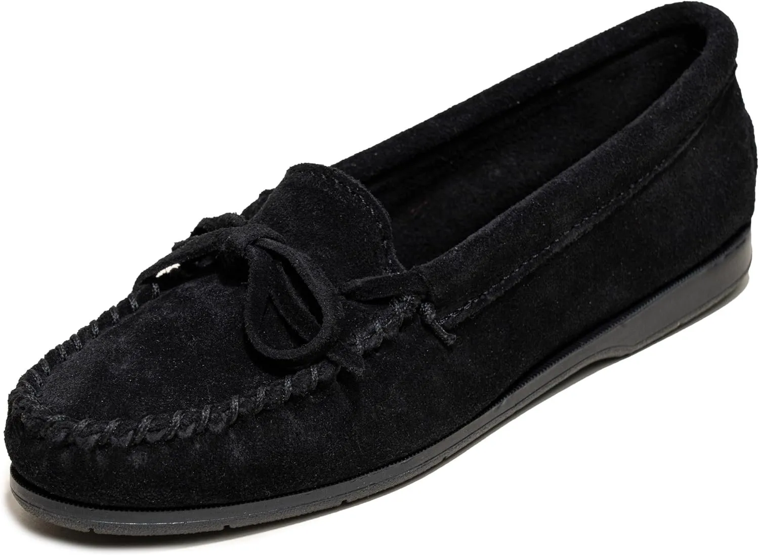 Minnetonka Women’s Tie Slip On —Moccasins for Women, Classic Leather Loafer Silhouette, Cushioned Footbed