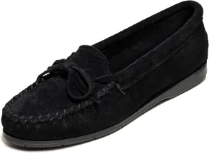 Minnetonka Women’s Tie Slip On —Moccasins for Women, Classic Leather Loafer Silhouette, Cushioned Footbed
