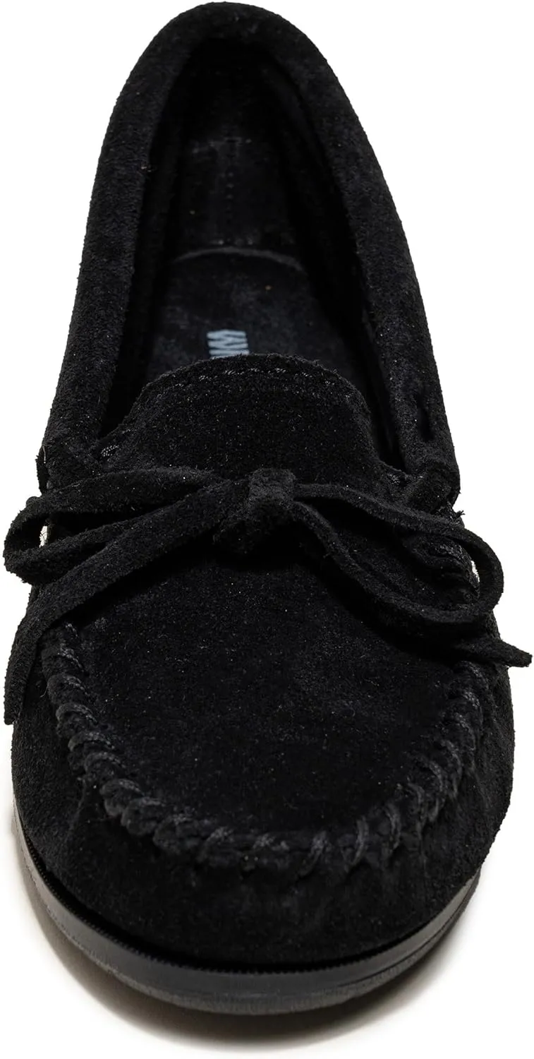 Minnetonka Women’s Tie Slip On —Moccasins for Women, Classic Leather Loafer Silhouette, Cushioned Footbed