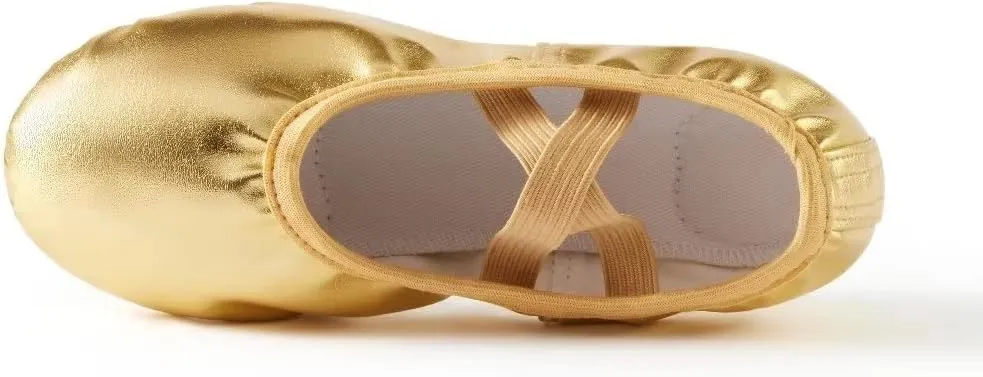 missfiona PU Leather Ballet Shoes Women Belly Slippers Dance Shoes Adult Split-Sole Gymnastics Flat
