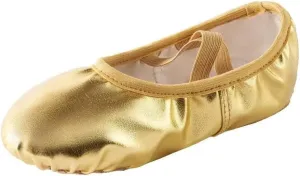 missfiona PU Leather Ballet Shoes Women Belly Slippers Dance Shoes Adult Split-Sole Gymnastics Flat