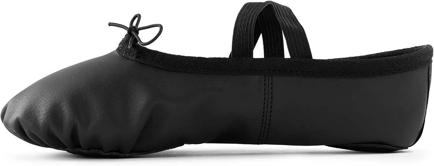 missfiona Womens PU Leather Ballet Slippers Dance Shoes Split Sole Belly Flat Adult Dance Trainers
