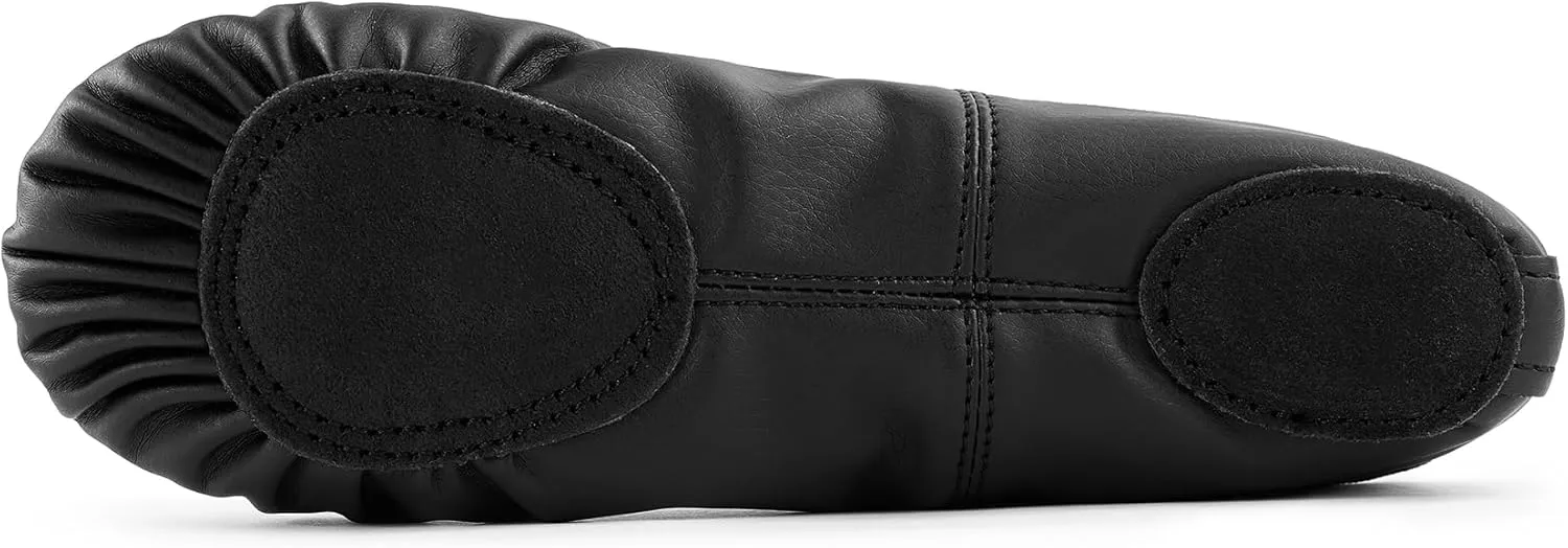 missfiona Womens PU Leather Ballet Slippers Dance Shoes Split Sole Belly Flat Adult Dance Trainers