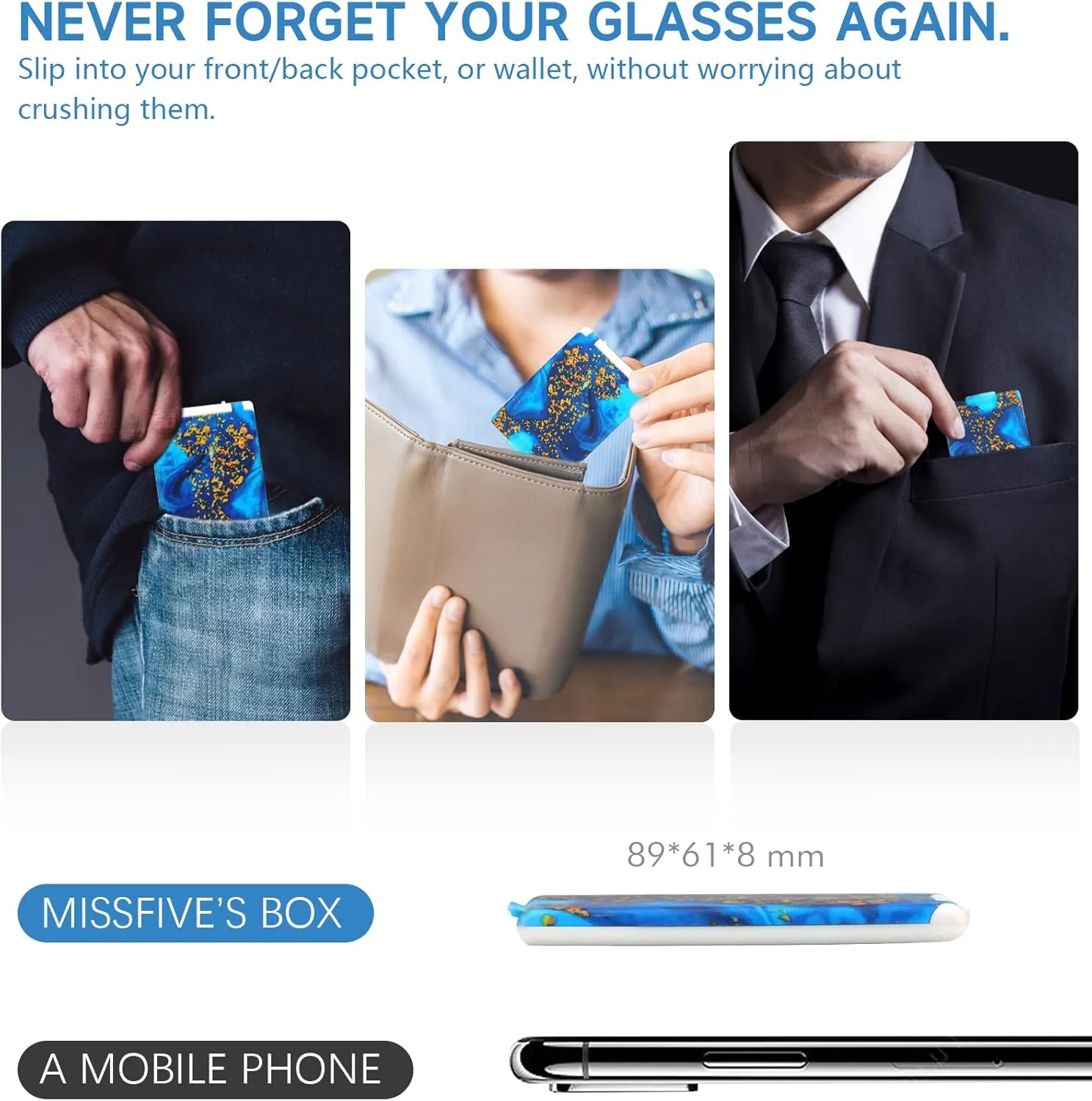 Missfive Modern Folding Reading Glasses For Women Men Blue Light Blocking, Anti UV/Eyestrain Fashion Pattern Print, Foldable Thin Lightweight Portable Readers Pocket Travel Eyeglasses,2.0x,Blue