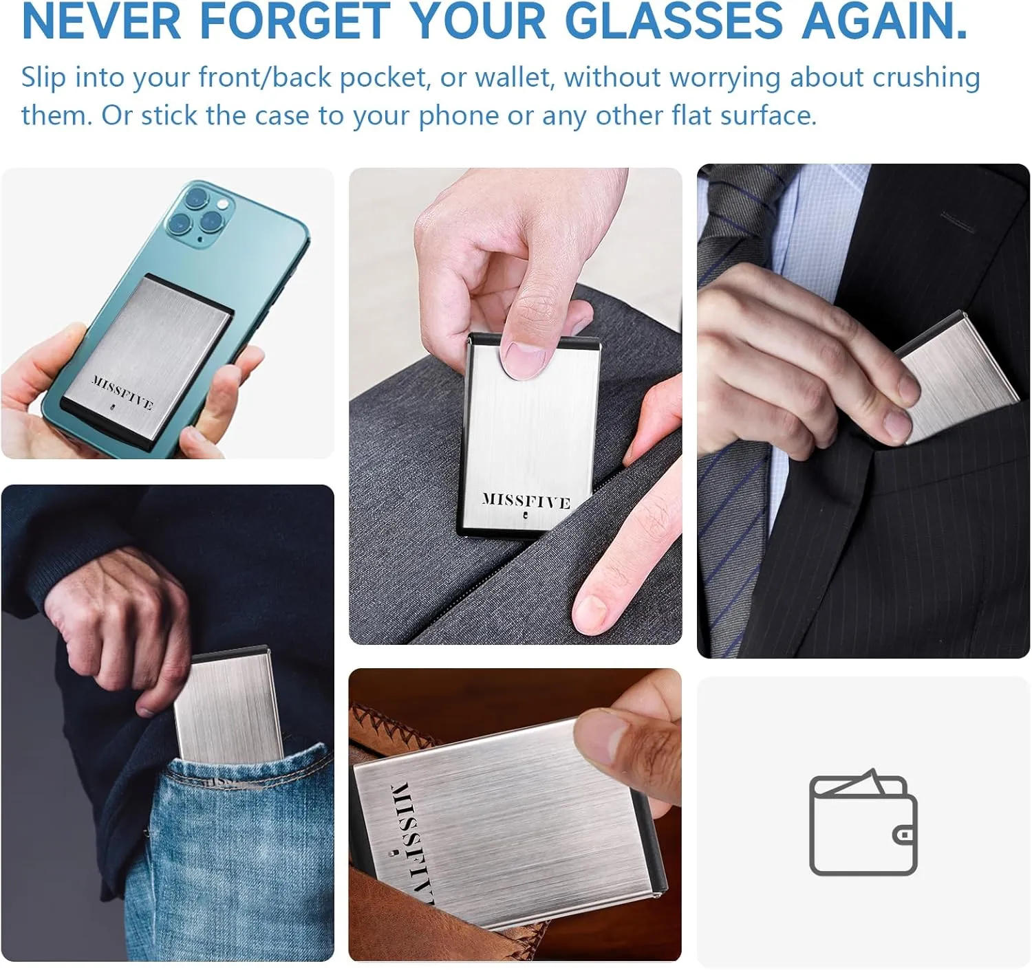 Missfive Premium Folding Reading Glasses,Ultra thin Lightweight Foldable Portable readers for Men Women,Travel Pocket Metal Case Blue 1.0x