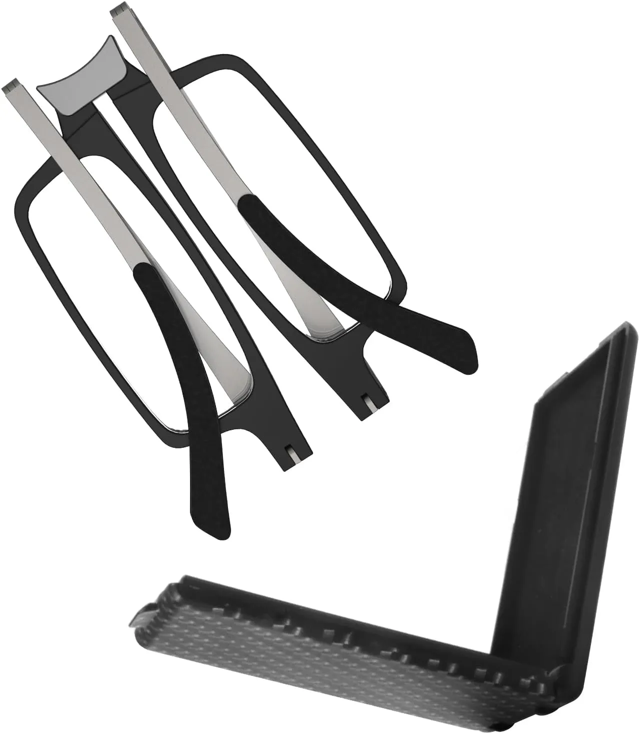 Missfive Ultra Thin Folding Reading Glasses for Men Women Pocket   Upgrade Portable Flat Hard Case, Designer Foldable Lightweight Readers Durable TR90 Metal Collapsible Travel Eyeglasses, 2.25x