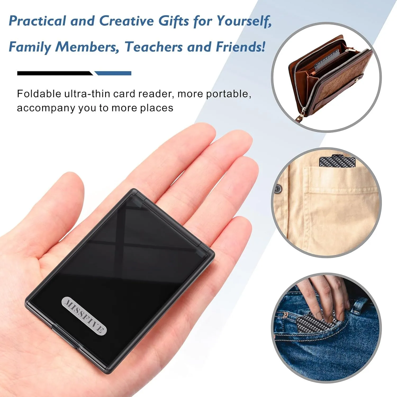 Missfive Ultra Thin Folding Reading Glasses for Men Women Pocket   Upgrade Portable Flat Hard Case, Designer Foldable Lightweight Readers Durable TR90 Metal Collapsible Travel Eyeglasses, 2.25x