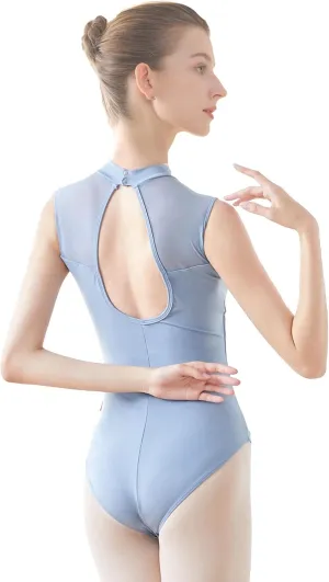 Mock Neck Teen Girls Women Leotards for Ballet, Adult Sleeveless Spandex Dance Bodysuit