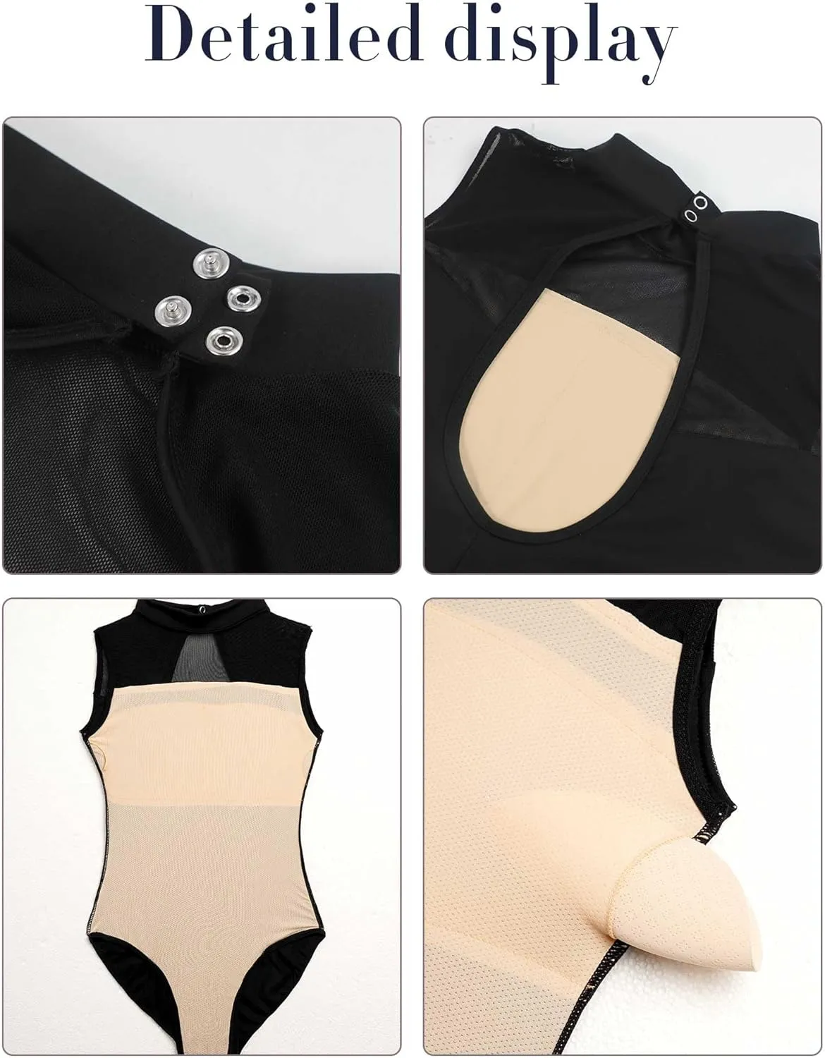 Mock Neck Teen Girls Women Leotards for Ballet, Adult Sleeveless Spandex Dance Bodysuit