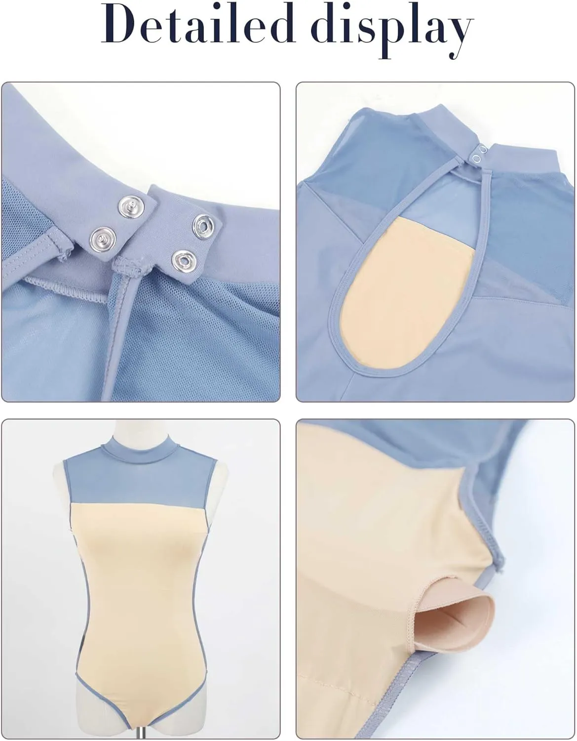 Mock Neck Teen Girls Women Leotards for Ballet, Adult Sleeveless Spandex Dance Bodysuit