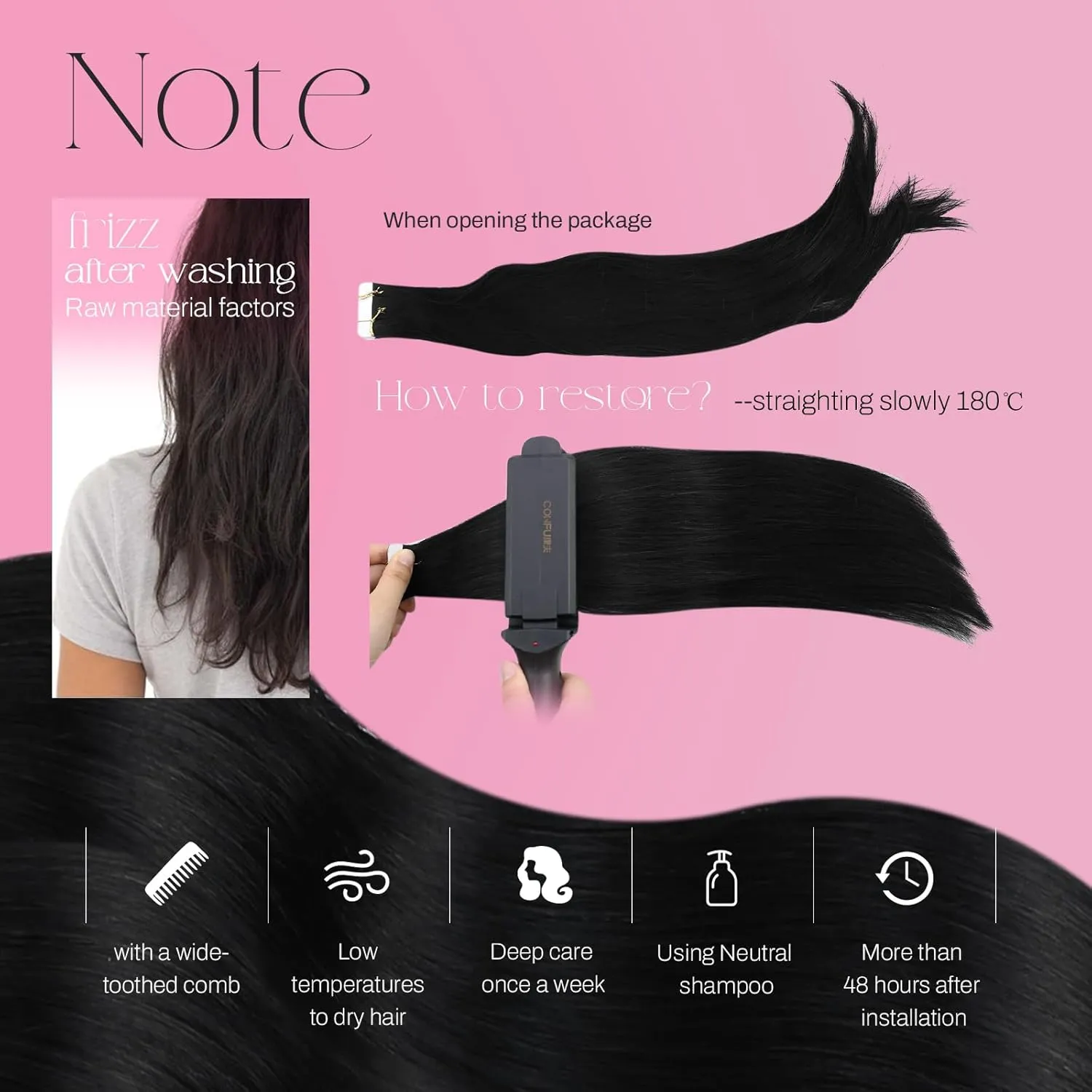 Moresoo Black Tape in Hair Extensions Human Hair Invisible PU Tape in Extensions Straight Glue in Extensions Remy Human Hair Extensions Glue in Straight Hair 18 Inch #1 20pcs 50g