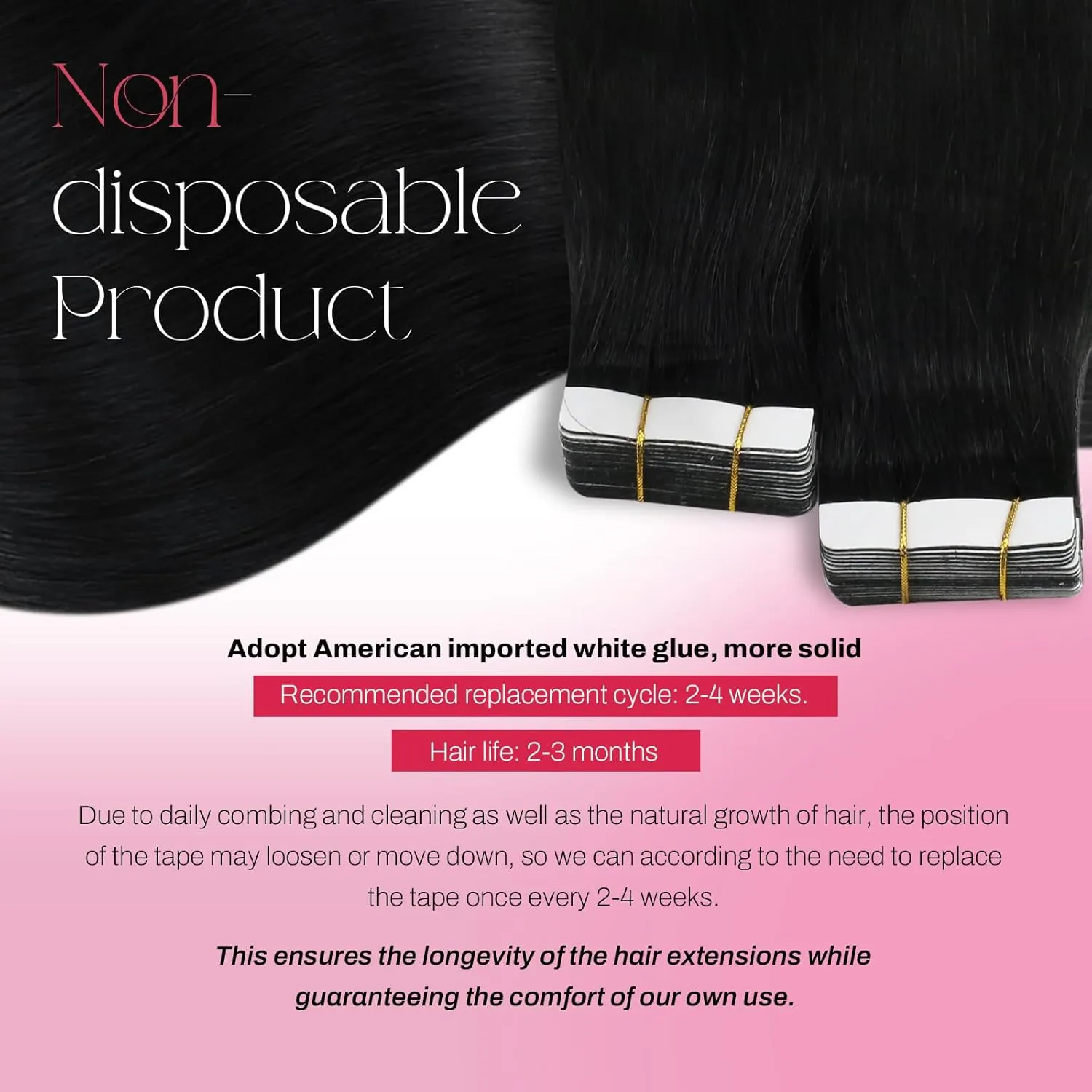 Moresoo Black Tape in Hair Extensions Human Hair Invisible PU Tape in Extensions Straight Glue in Extensions Remy Human Hair Extensions Glue in Straight Hair 18 Inch #1 20pcs 50g