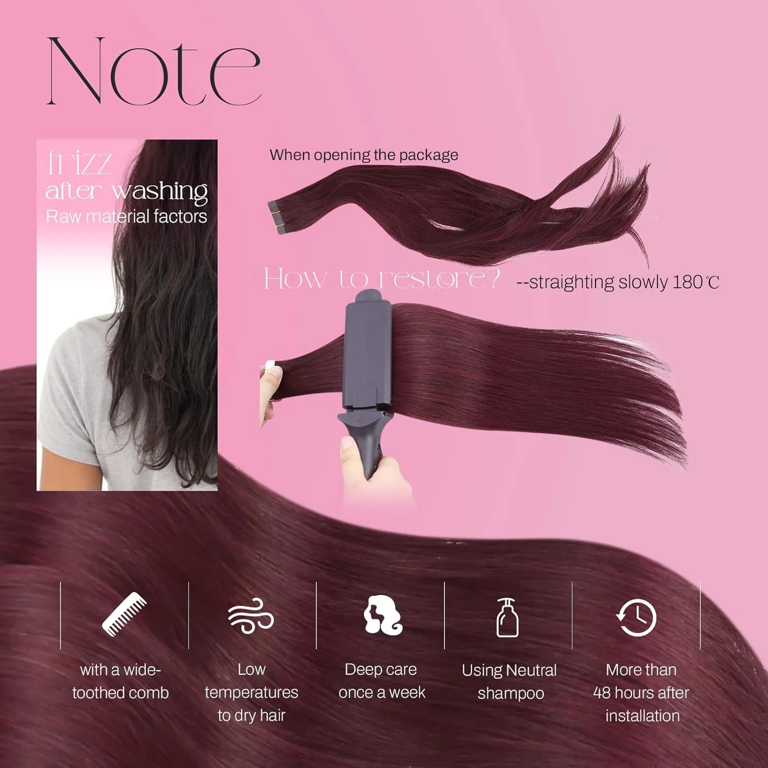 Moresoo Tape in Burgundy Hair Extensions Real Human Hair Tape in Extensions Wine Red Hair Extensions Glue in Human Hair Glue in Remy Extensions 18 Inch #99J 20pcs 50g