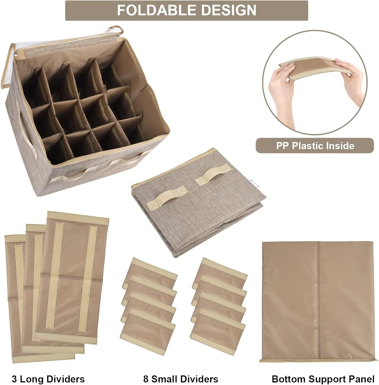 Moteph Shoe Organizer for Closet - Shoe Storage Organizer for Closet Organization with Clear Cover & Adjustable Dividers, Shoe Rack & Basket - (Light Brown, Small - 12 Pairs)