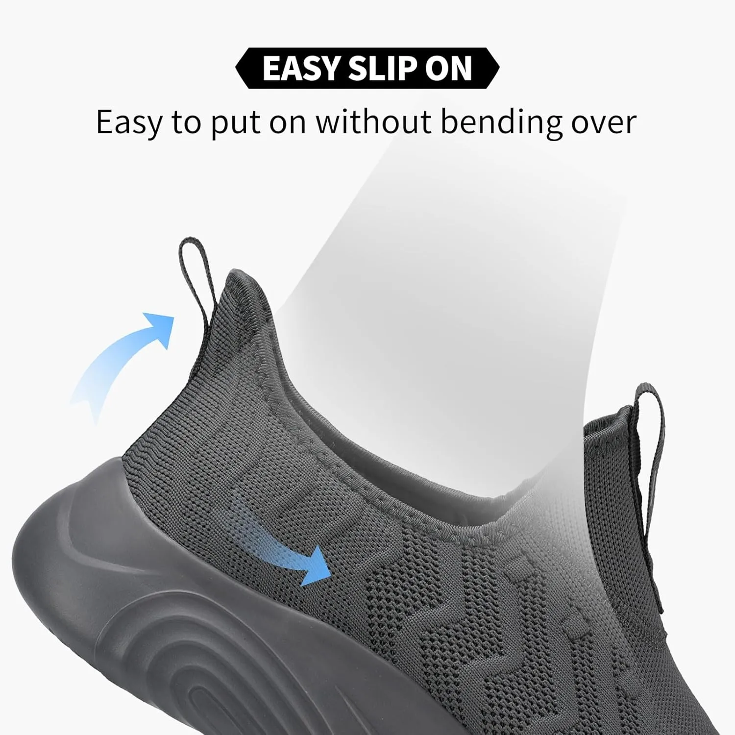 MRIP Mens Slip On Walking Shoes Lightweight Non Slip Gym Workout Running Shoes Mesh Breathable Cushion Fashion Tennis Athletic Casual Sneakers
