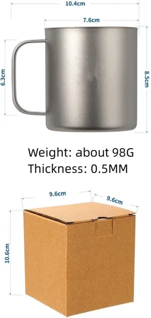 Mug 300ml Outdoor Pure Titanium Double Layer Portable Camping Coffee Cup(2PCS)