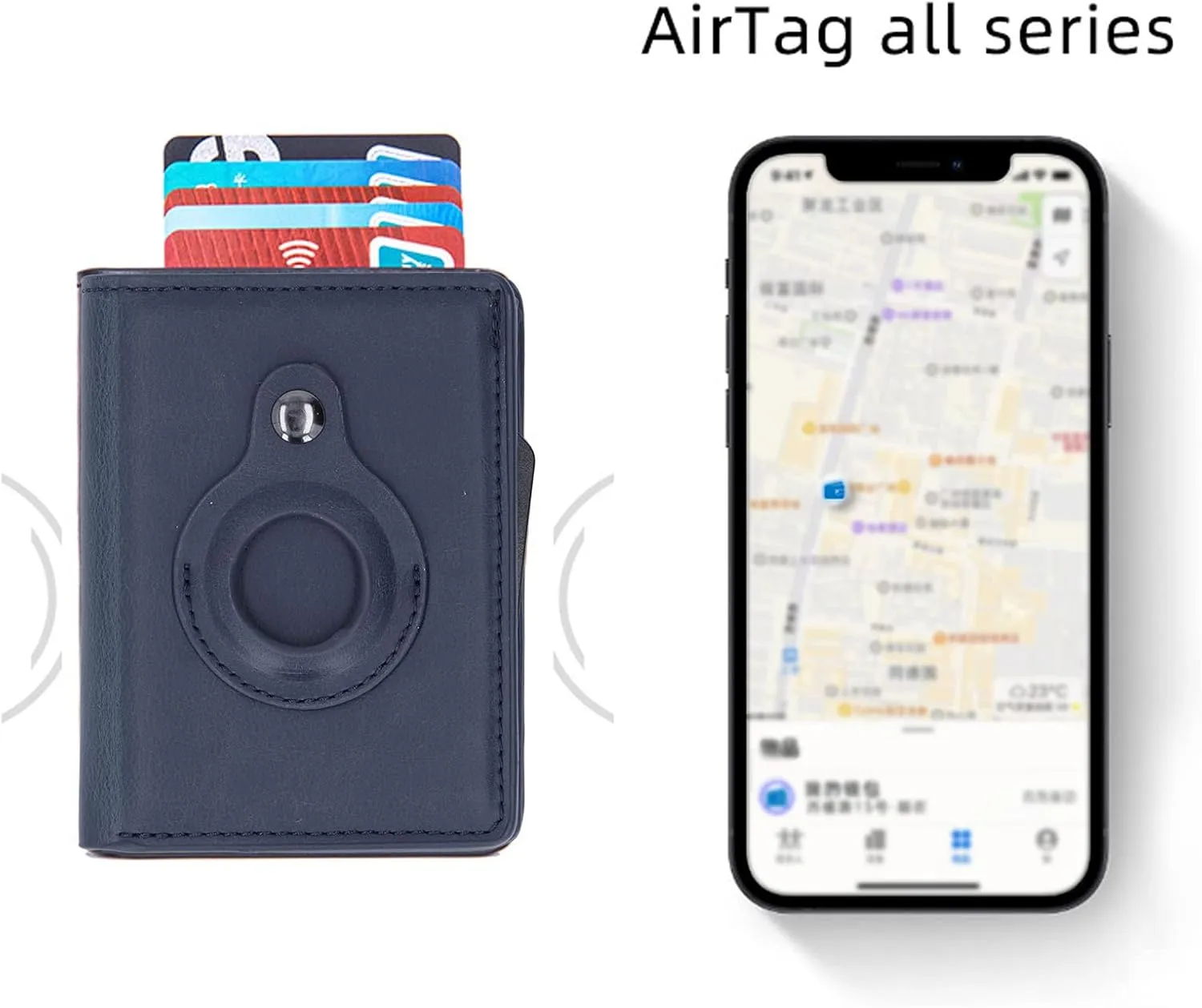 Multifunctional Card Bag, Radio Frequency Identification Devices Anti Loss Scratch Resistant Lightweight PU Leather Wallet Durable for Travel (Color : Blue)