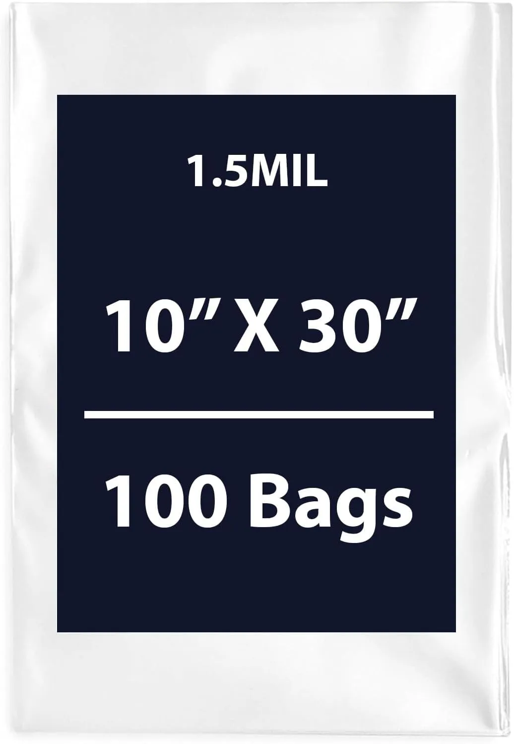 Multiple Sizes Clear Flat Poly Bags - 10"x30" & (100 Bags) 1.5Mil Flat Open Top Plastic Packaging Packing | Flexible and Durable Plastic Bags | Low-Density Polyethylene (LDPE)