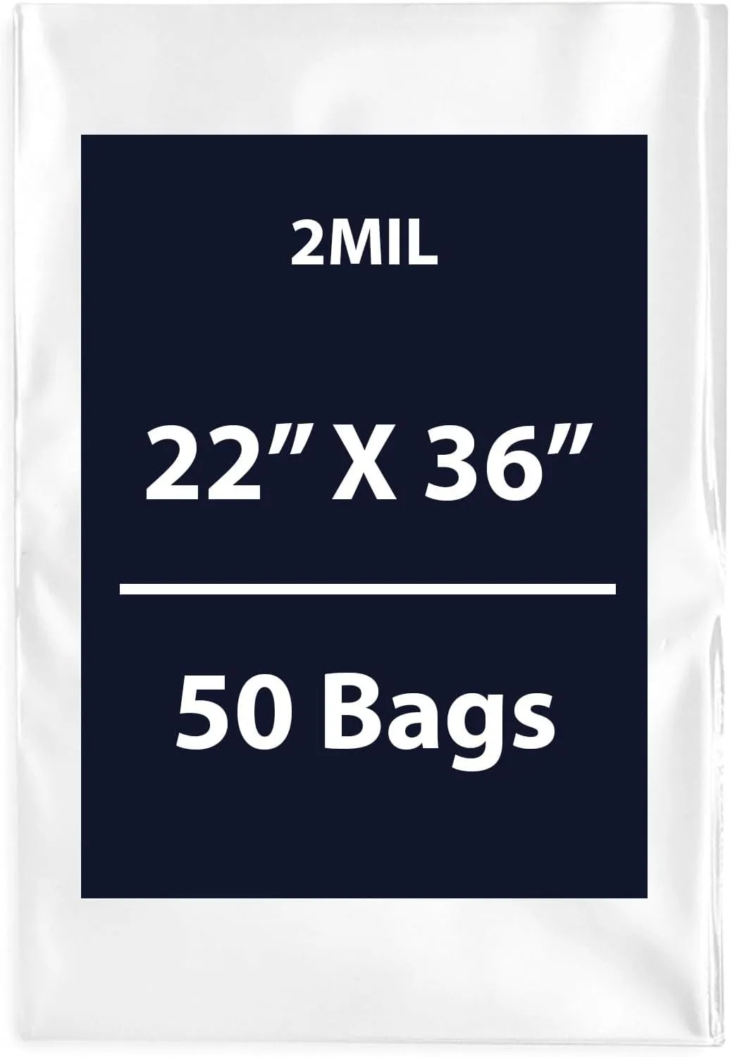 Multiple Sizes Clear Flat Poly Bags - 22x36 & (50 Bags) 2Mil Flat Open Top Plastic Packaging Packing | Flexible and Durable Plastic Bags | Low-Density Polyethylene (LDPE)