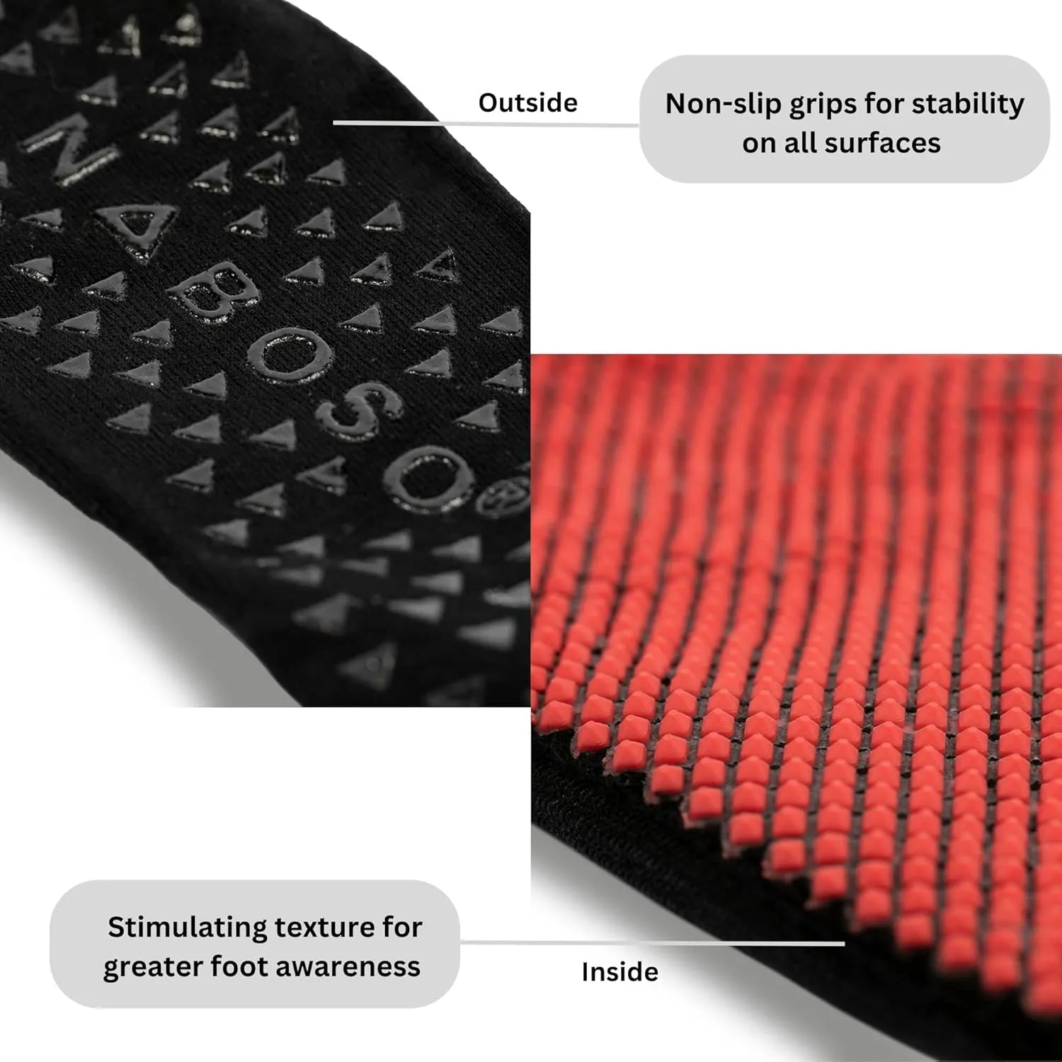 NABOSO Non-Slip Studio Socks with Stimulating Texture, 1 Pair