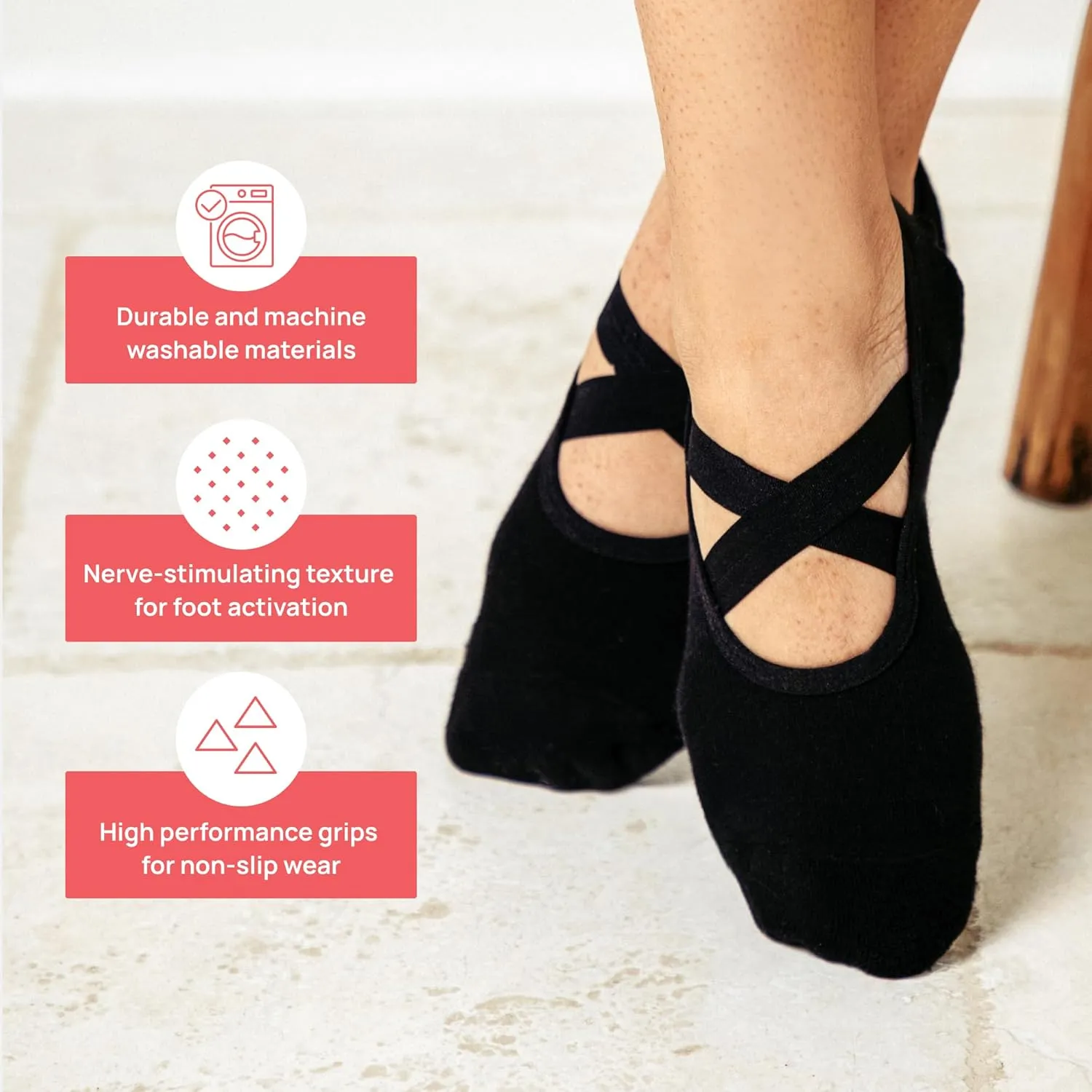 NABOSO Non-Slip Studio Socks with Stimulating Texture, 1 Pair