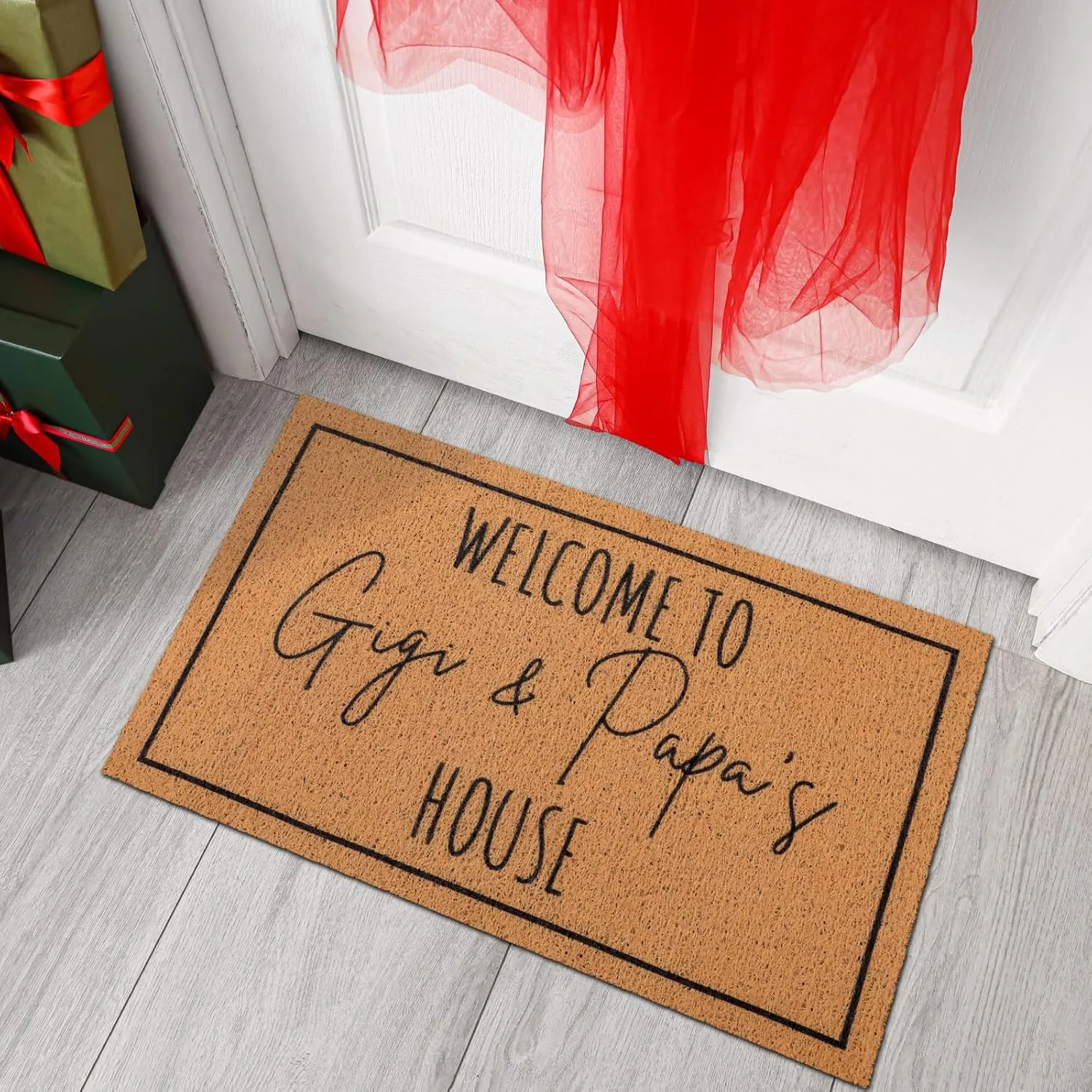 Nana Papa Gift Welcome Doormat for Grandma Grandparents, Gigi Mimi Gifts from Grandkids Granddaughter, Birthday Gifts for Front Porch Decor(Gigi and Papa,29 x 17 Inch)