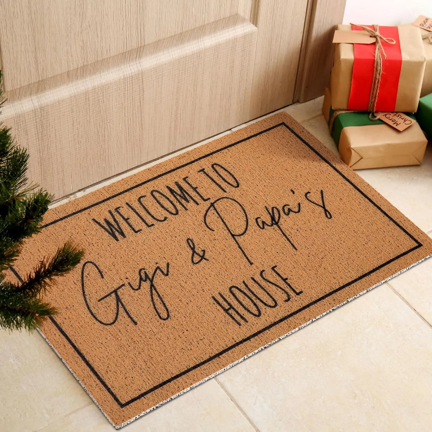 Nana Papa Gift Welcome Doormat for Grandma Grandparents, Gigi Mimi Gifts from Grandkids Granddaughter, Birthday Gifts for Front Porch Decor(Gigi and Papa,29 x 17 Inch)