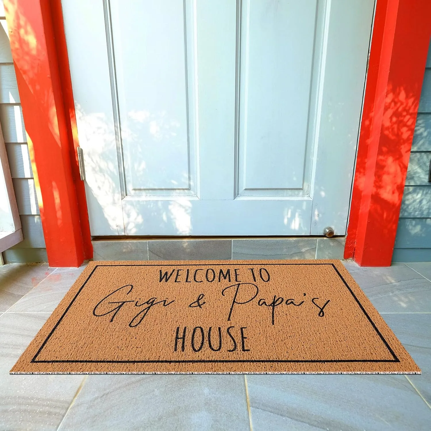Nana Papa Gift Welcome Doormat for Grandma Grandparents, Gigi Mimi Gifts from Grandkids Granddaughter, Birthday Gifts for Front Porch Decor(Gigi and Papa,29 x 17 Inch)
