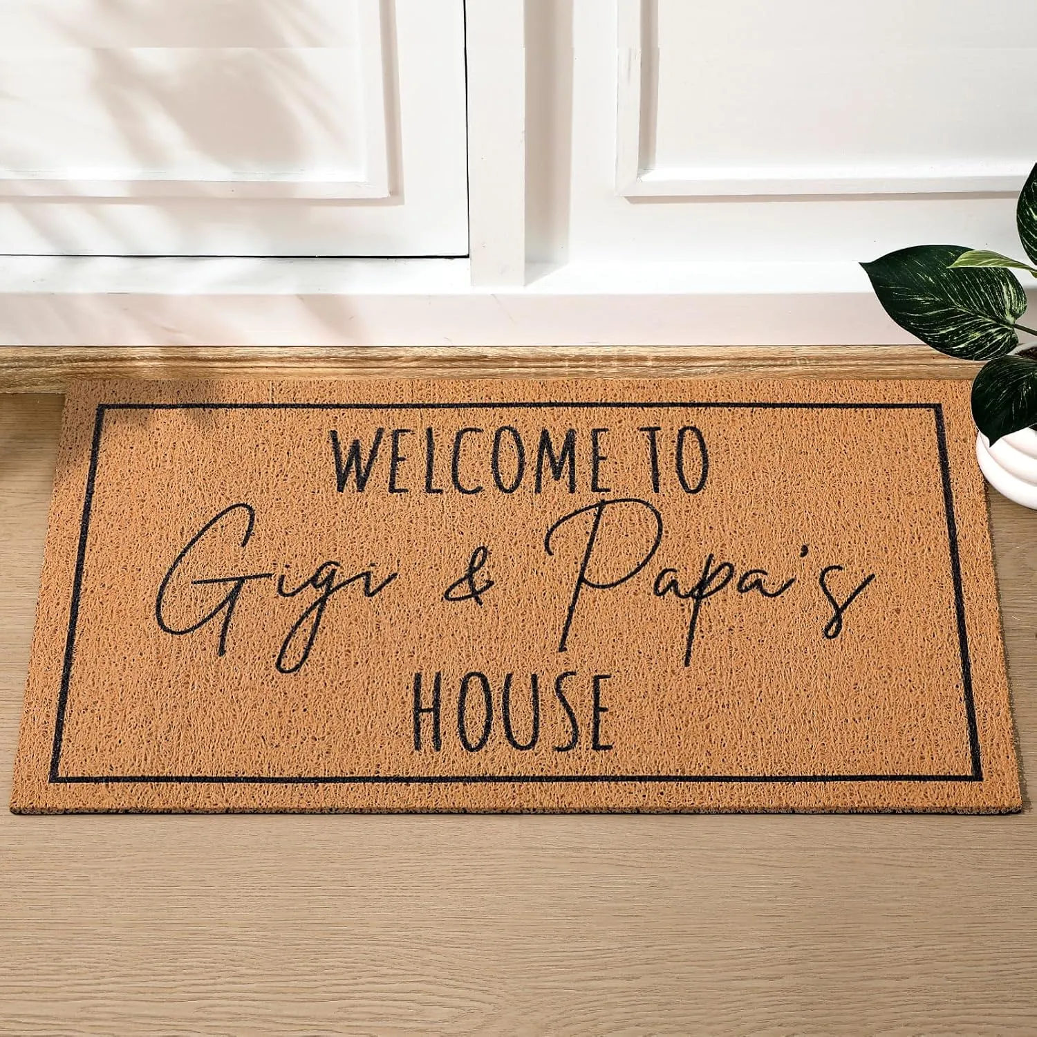 Nana Papa Gift Welcome Doormat for Grandma Grandparents, Gigi Mimi Gifts from Grandkids Granddaughter, Birthday Gifts for Front Porch Decor(Gigi and Papa,29 x 17 Inch)