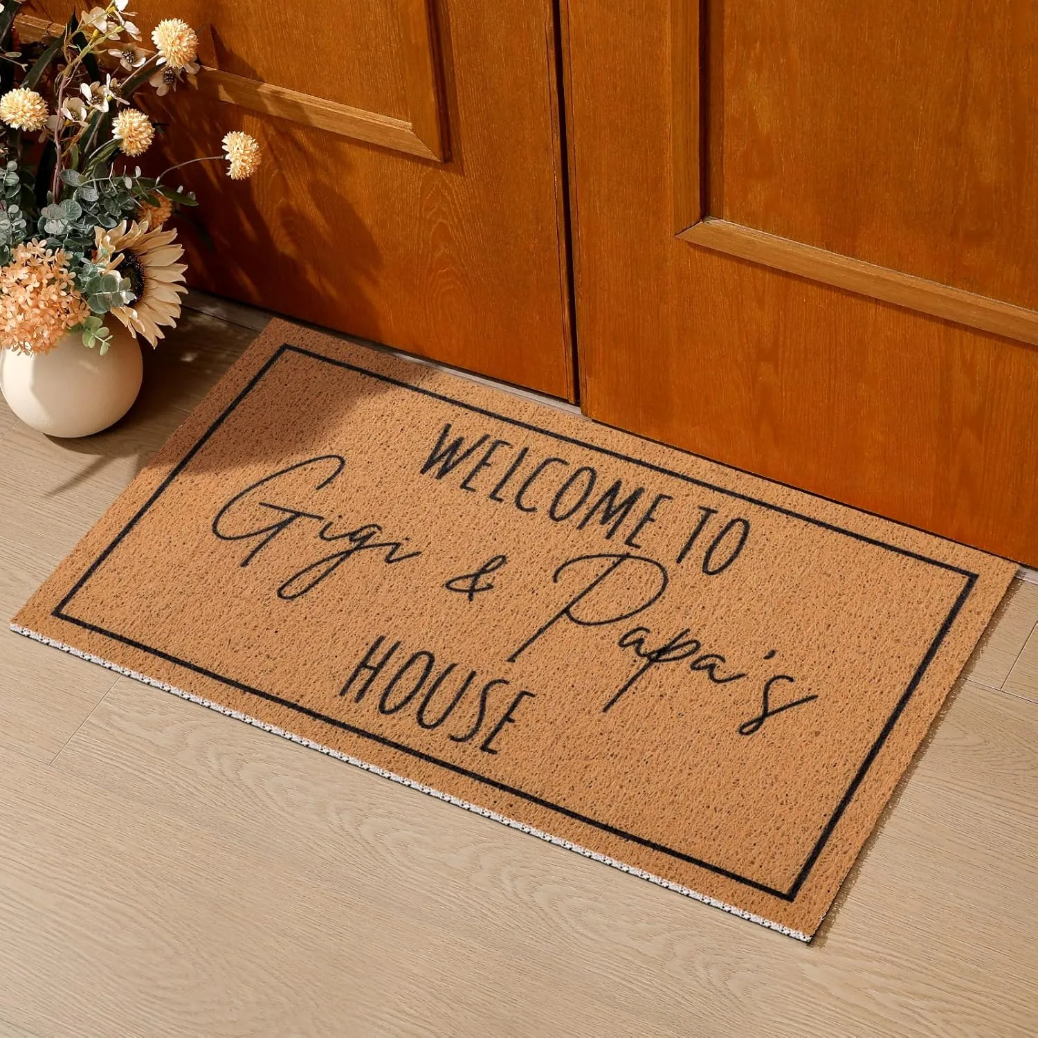 Nana Papa Gift Welcome Doormat for Grandma Grandparents, Gigi Mimi Gifts from Grandkids Granddaughter, Birthday Gifts for Front Porch Decor(Gigi and Papa,29 x 17 Inch)