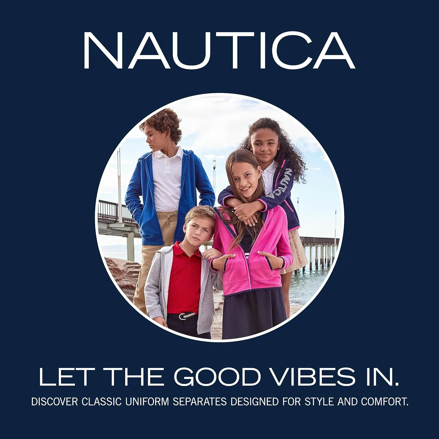Nautica Boys' Flat Front Stretch Twill Chino Khaki Pant