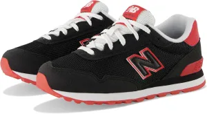 New Balance 515 V1 Lace-Up Sneaker, Black/True Red, 1 US Unisex Little Kid