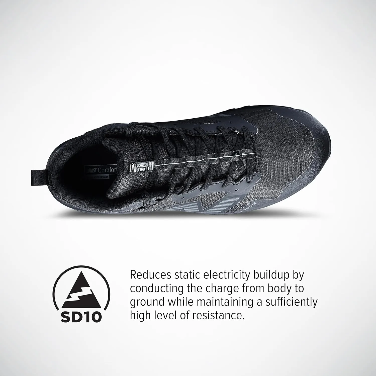 New Balance Evolve ESD Safety Shoes for Women - Non Slip Composite Toe Static Dissipative Electrical Hazard - Black