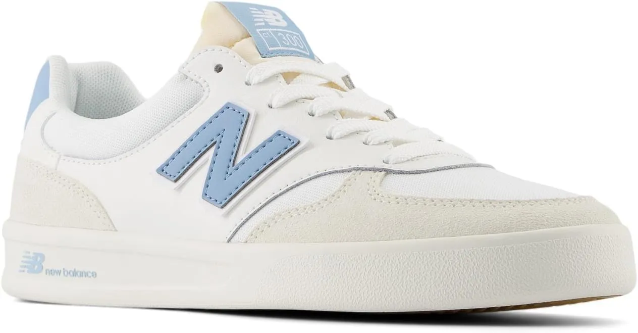 New Balance Men's 300 V3 Court Sneaker, Sea Salt/Chrome Blue/White, 11.5 Wide