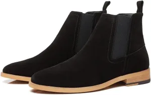 New Round Toe Ankle Boots For Men Cowhide Leather Elastic Sided Wearable Slip On Anti-slip Non Slip Casual Fashion
