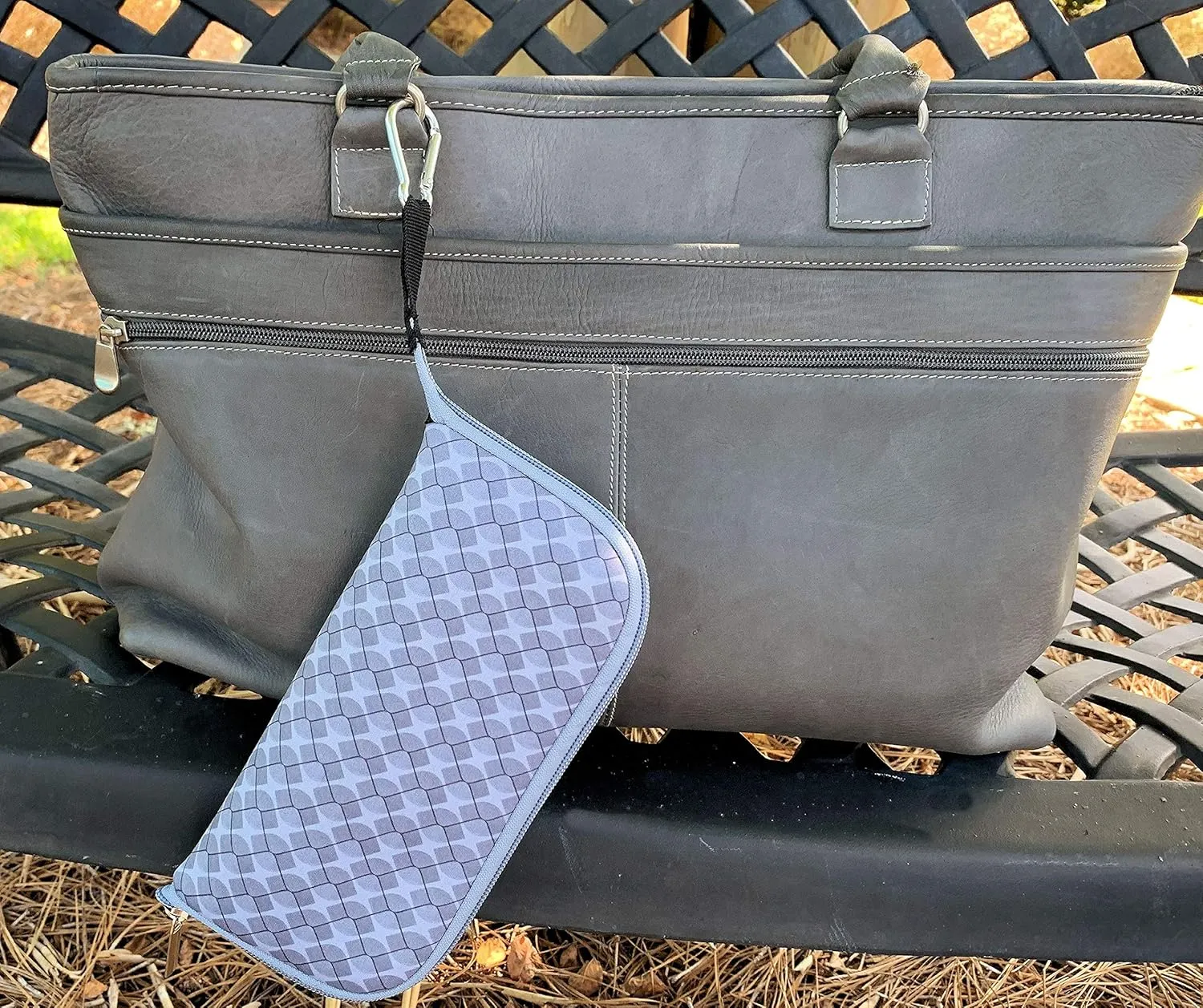 New Travel Mouse Case Electronics Organizer Bag | Laptop Cord Cable Accessory Pouch with Extra Rolled Up Travel Mouse Pad | Pouch Also Unzips Flat Into Mouse Pad (Grey Geo Waves)