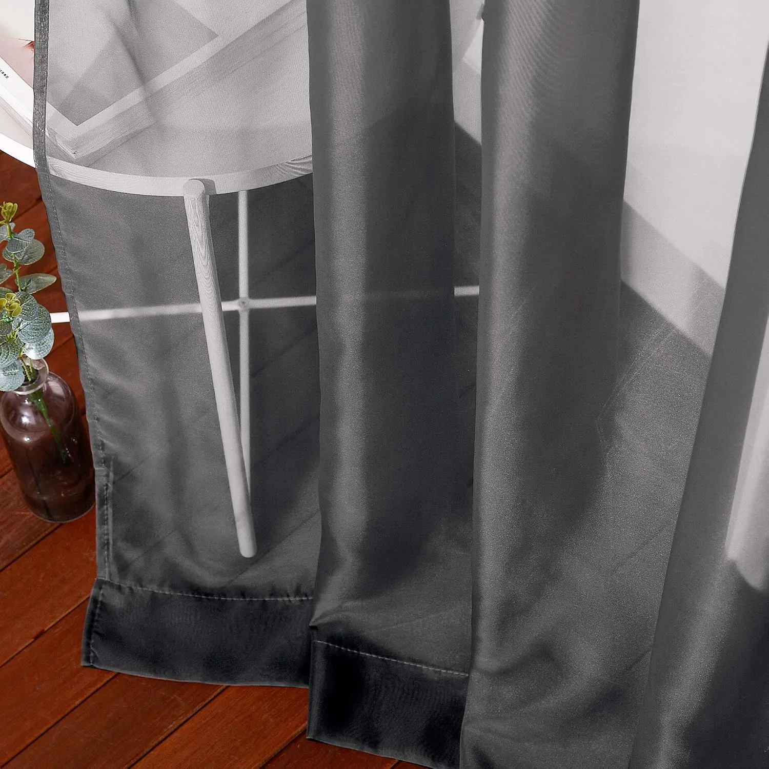 NICETOWN Sheer Window Curtain 84" - Ring Top Window Treatments Home Decorations Voile Panels Drapes with for Living Room/Patio Door (54 Inches Wide, Black, 2 Panels)