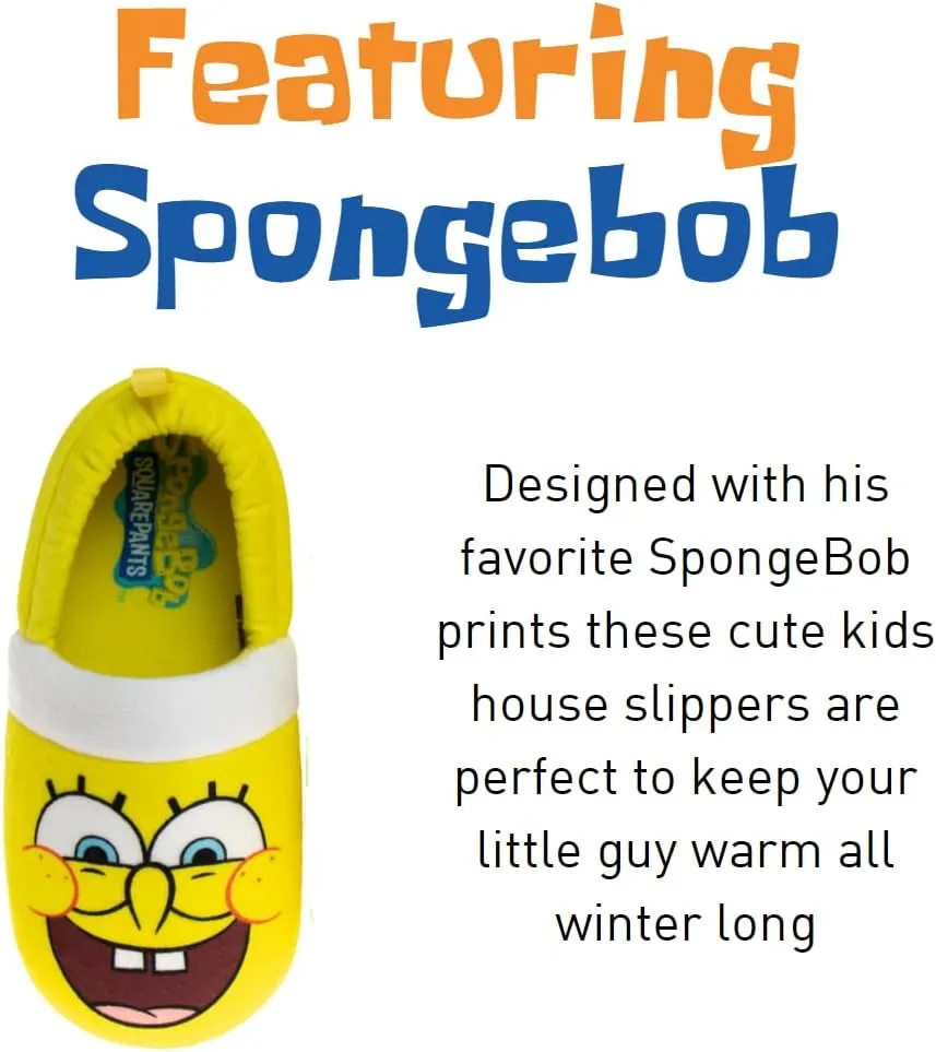 Nickelodeon Paw Patrol and SpongeBob Squarepants Slippers - Sponge Bob Chase Marshall Slipper Sandals - Plush Lightweight Warm indoor Comfort Soft Aline House Sandal (Toddler/Little Kid/Big Kid)